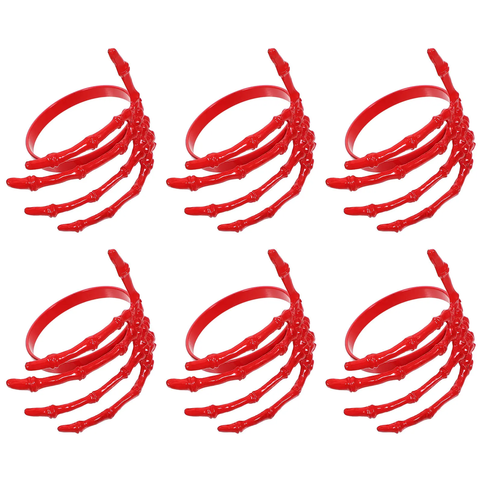 

6 Pcs Decorative Napkin Buckle Ghost Hand Buckles Plug Halloween Serviette Dining Rings Red Banquet