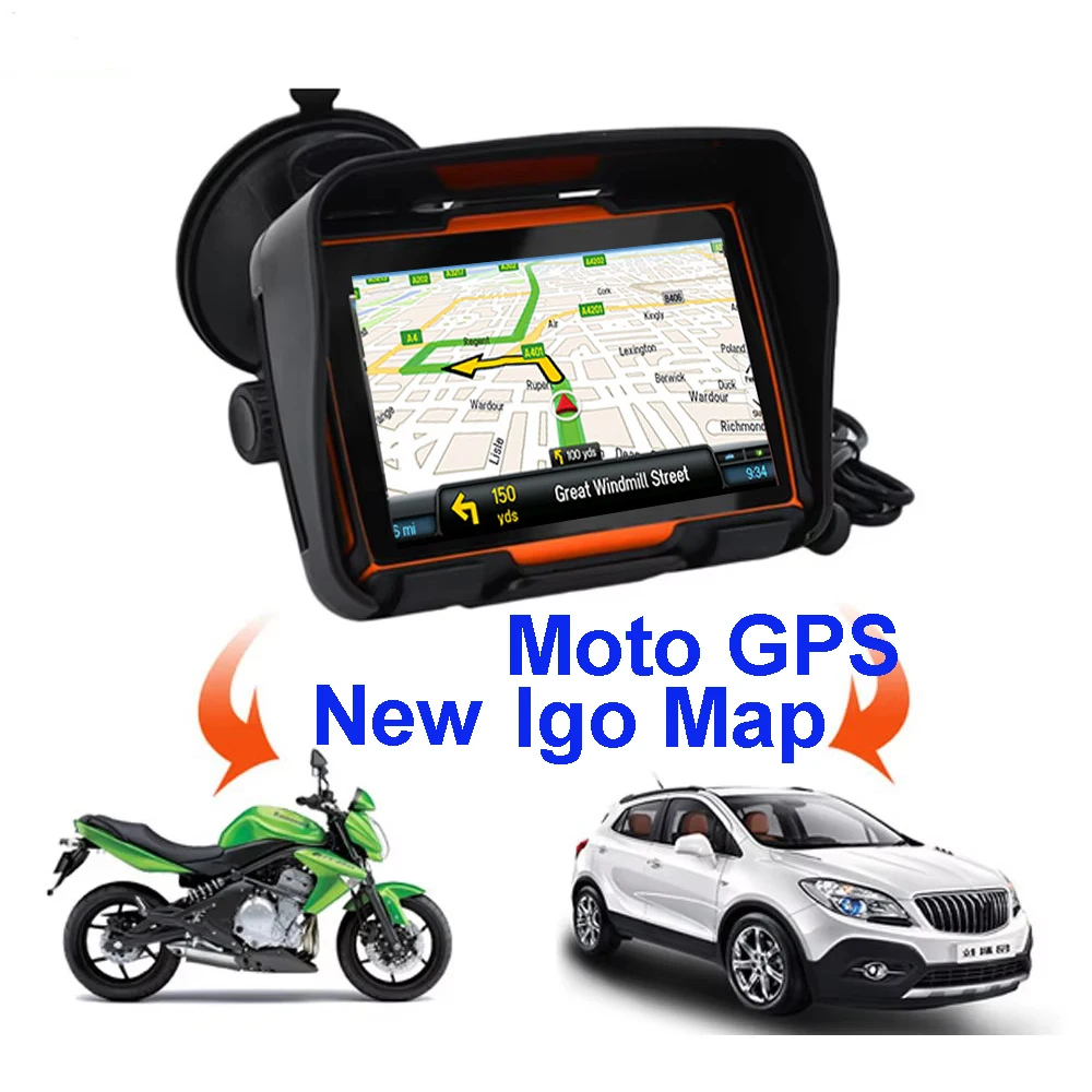 Image of 2026 Auto Motorrad GPS Navigation GPS Wasserdicht IPX7 Bluetooth FM + 8 GB ROM Unterstützung Neueste Igo Karte