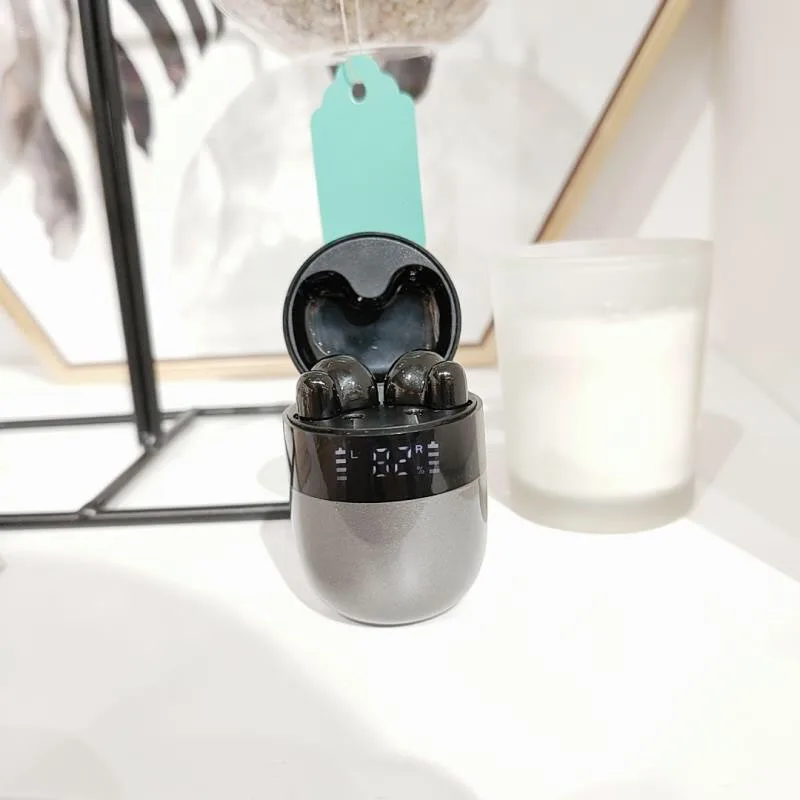 Bezprzewodowe słuchawki Bluetooth Sportowe słuchawki douszne z zestawem głośnomówiącym i cyfrowym wyświetlaczem zasilania Etui ładujące Czarny