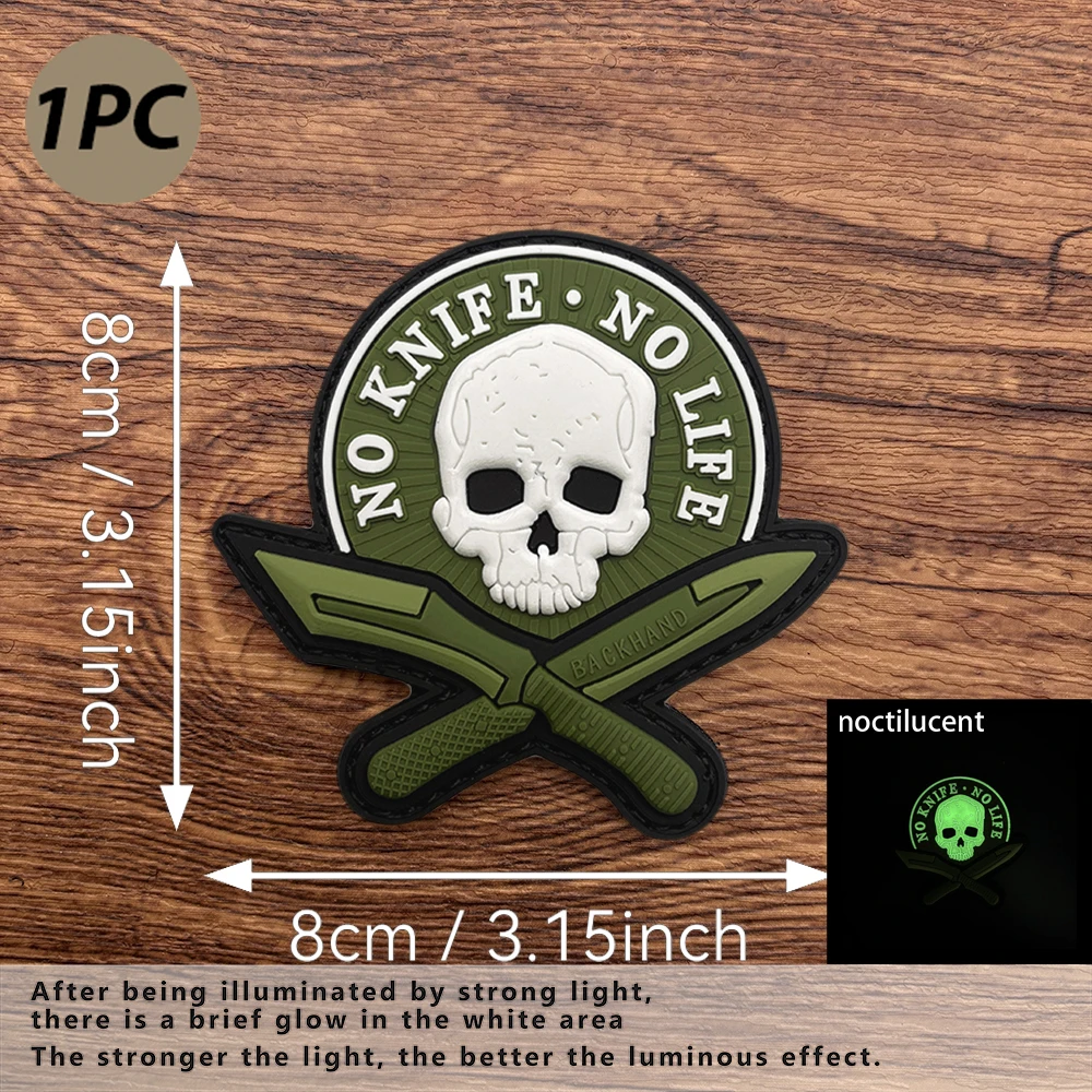 Round Retro Skeleton Cross-Shaped Pvc Luminous Arm Badge, 3D Embossed Decorative Patch Badge Applique, Backpack Jacket Fabric DIY Accessory, Includes Felt Backing