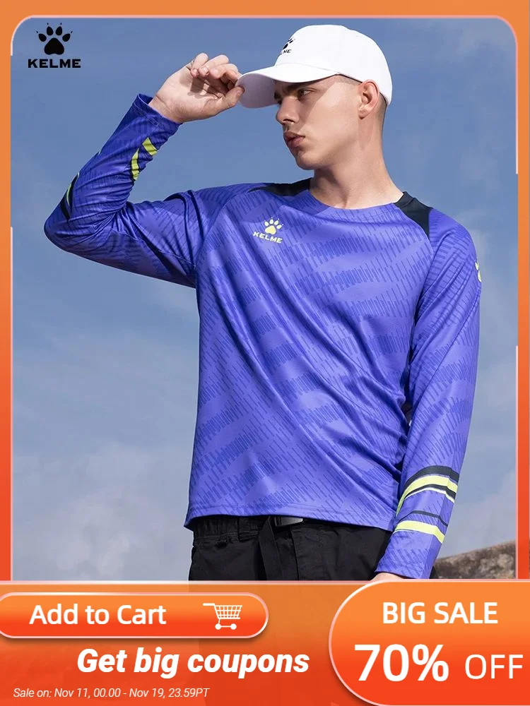 

KELME long sleeve camisetas men spring football t shirt uomo trend sports training clothes collision color splicing running tops