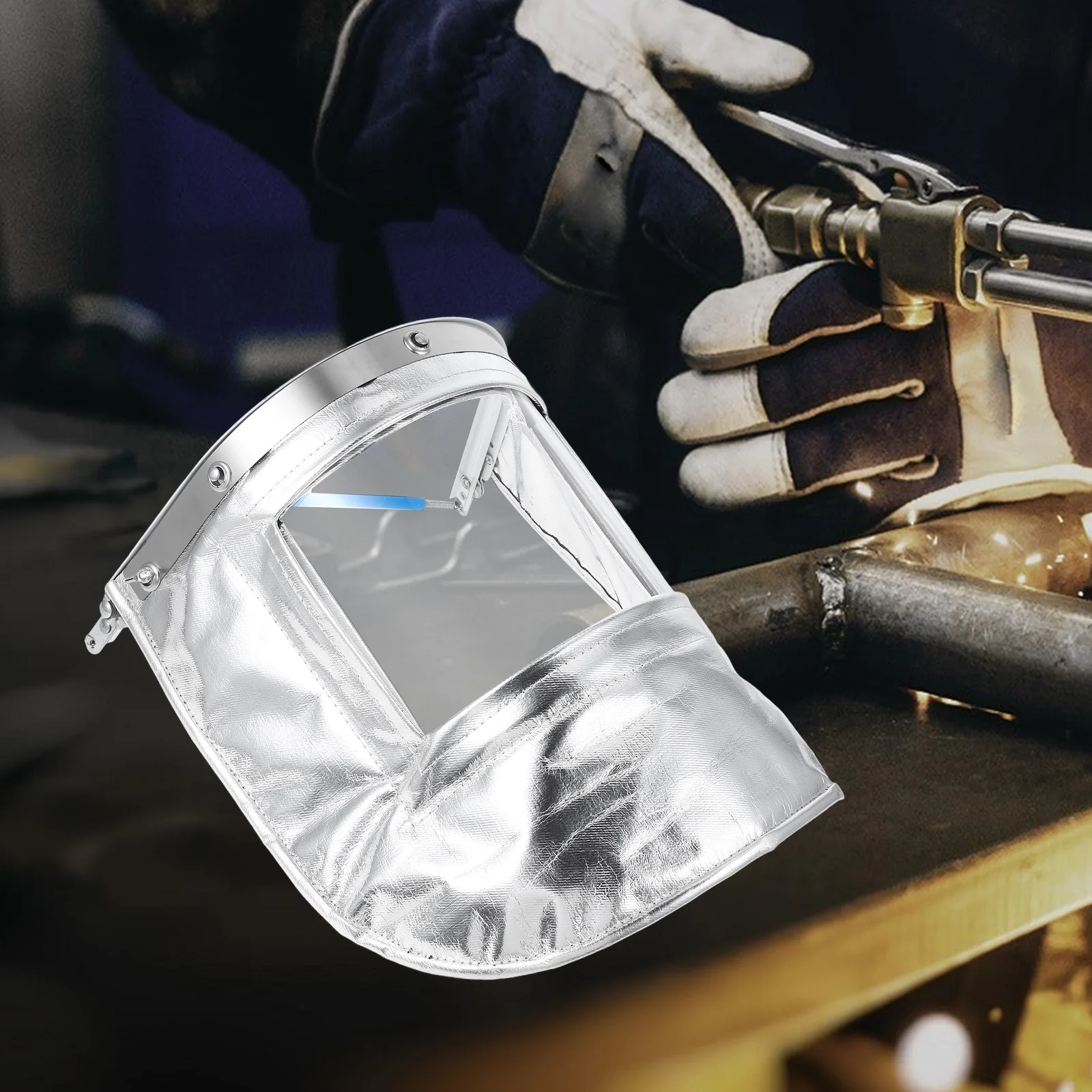 

Transparent Heat Resistant Facial Shield for Welding Grinding and Cutting Work Universal Protective Mask with Aluminum Coating
