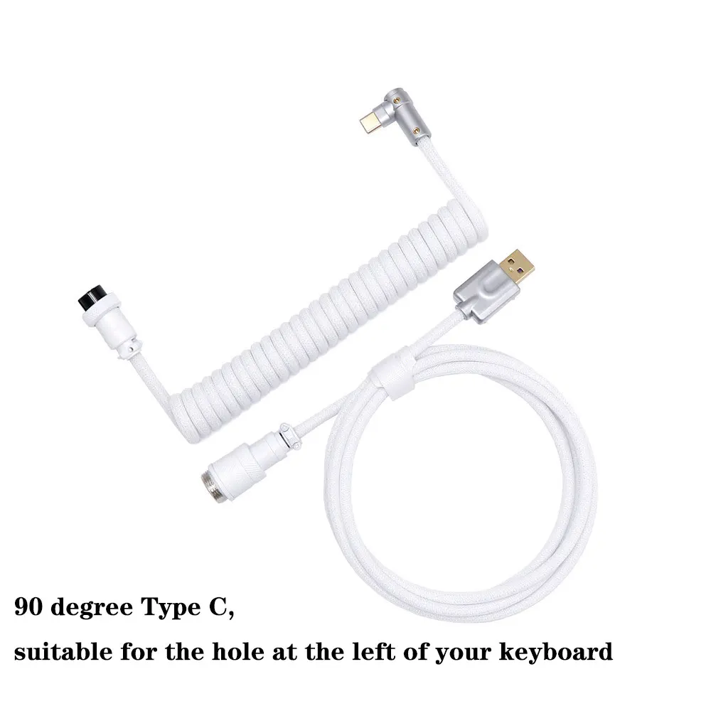 Angitu بريميوم لتقوم بها بنفسك مخصص USB لنوع C لوحة المفاتيح الميكانيكية ملفوف كابل مع 90 درجة نوع معدني C أسود أبيض