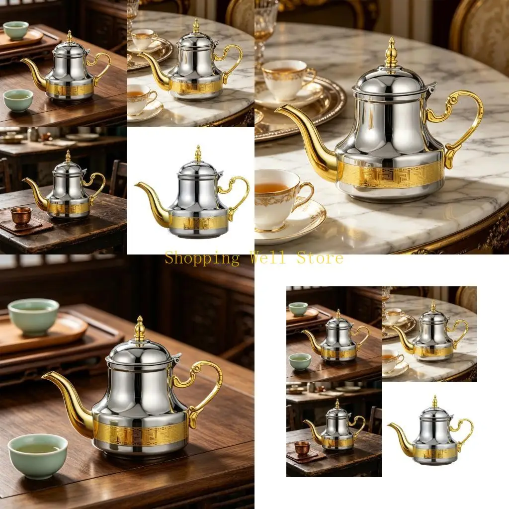 KX4B 1.2L Stainless Steel Tea Pot With Ergonomic Spouts And Handle