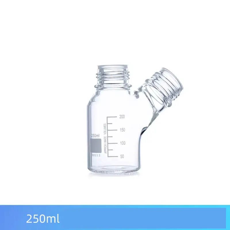 Two or three holes GL45 screw-top transparent mobile phase bottle chromatography solvent bottle blue cap reagent bottle