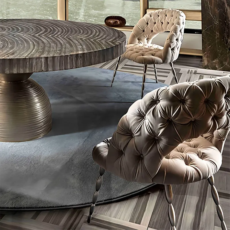 

Light luxury household high-end dining chair modern designer stainless steel art