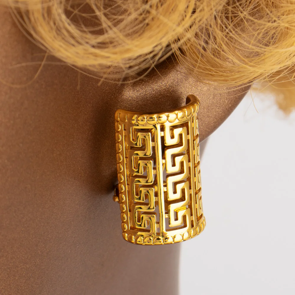Dubai Gold Color Women Vintage Necklace Earrings Set Nigeria Female Fashion Lucky Jewelry Set Gift For Party Easter Young Girl