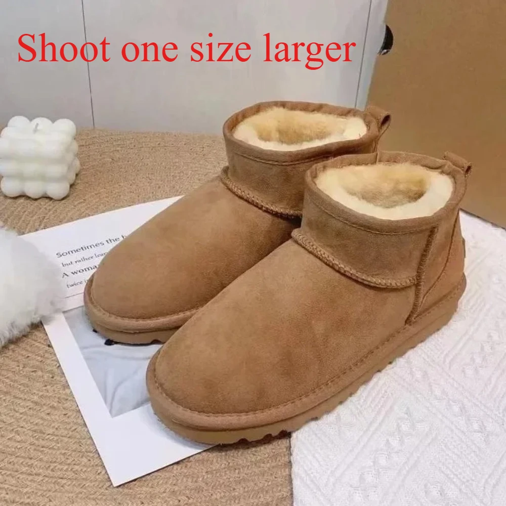 

mini boots wool women snow boots real sheepskin wool low-top warm fur shoes men and women winter short boots