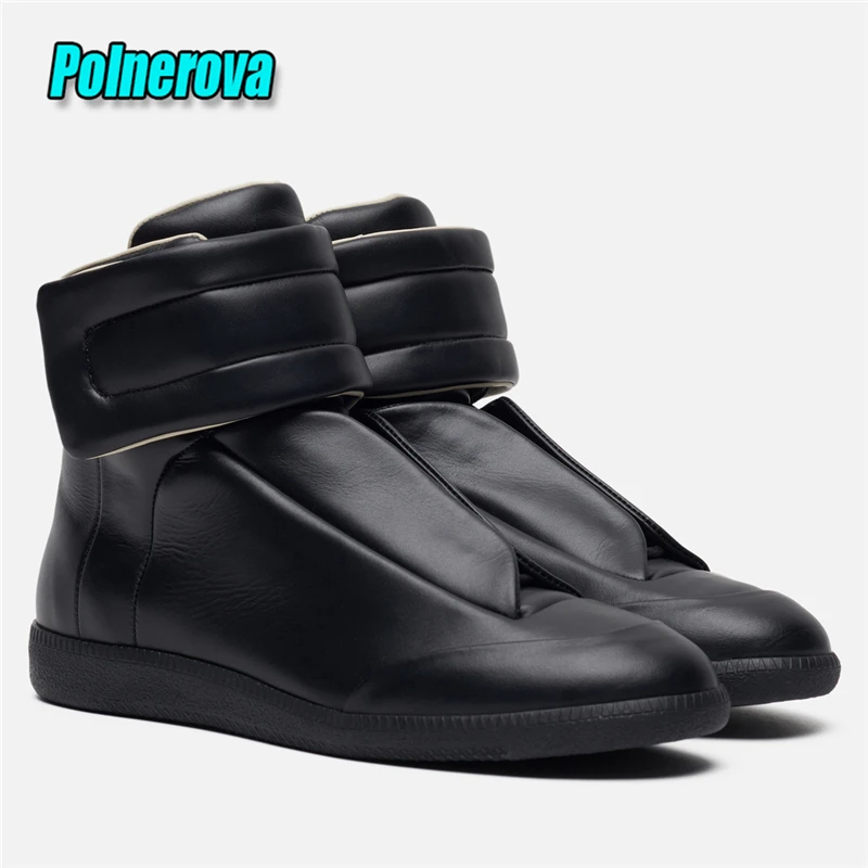 Genuine Leather High Top Men Boots Black White Lace Up Flats Shoes for Women Fashion Brand Designer Winter Casual Couple Shoes