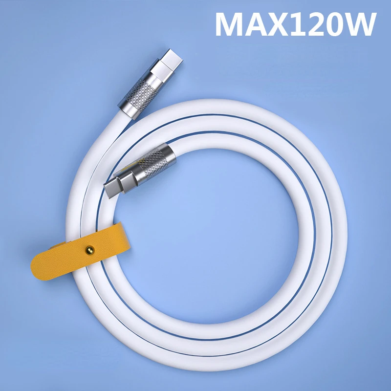 Cable de carga súper rápida, cargador tipo C a tipo c, 120W, 7A, Cable de silicona líquida de aleación de Zinc para Xiaomi, Huawei, OPPO, 1m, 1,5 m,