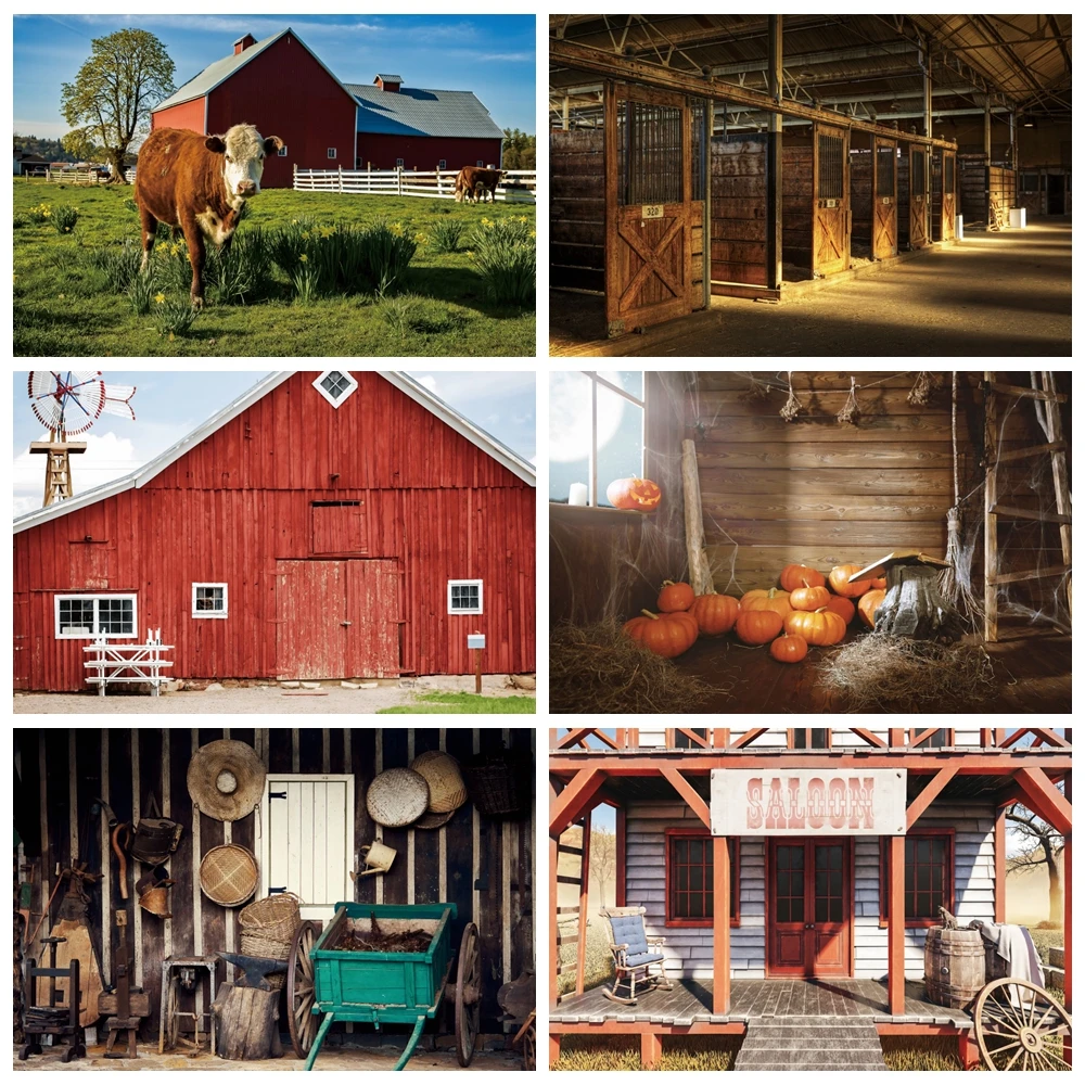 Rural Farm Scene Backdrop for Photography Wheat Harvest Farmhouse cowshed Room Decor Photographic Background Photo Studio Props