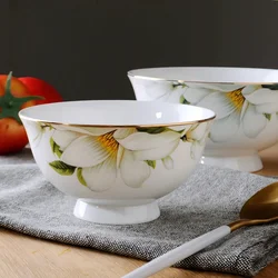 4.5inch, bone china small korean bowl, lily flower design, porcelain sauce serving bowls, ceramic kitchen bowls, mini container