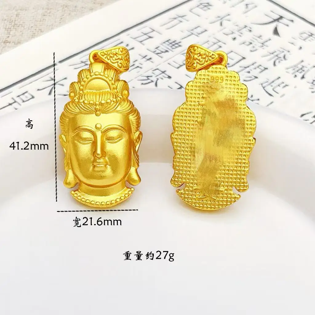 Guanyin Buddha Head Pendant Necklace For Men 2026 Vietnamese Sand Gold Long Lasting Non Fading Adjustable Rope Chinese Style Swe