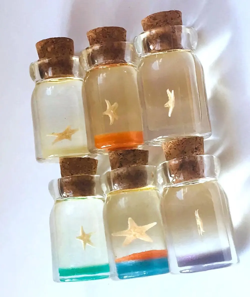 

30 pcs drift bottle real starfish mixed color charming jewelry ym