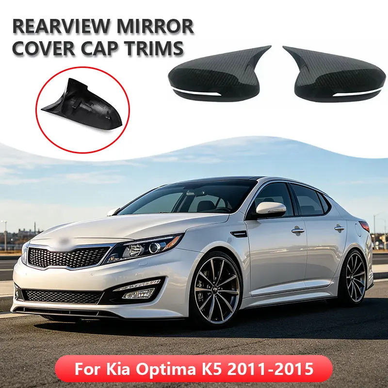 For Kia Optima K5 2011-2015 Car Sticker Rearview Side Mirror Cover Wing Cap Exterior Door Rear View Case Trim Carbon Fiber Look