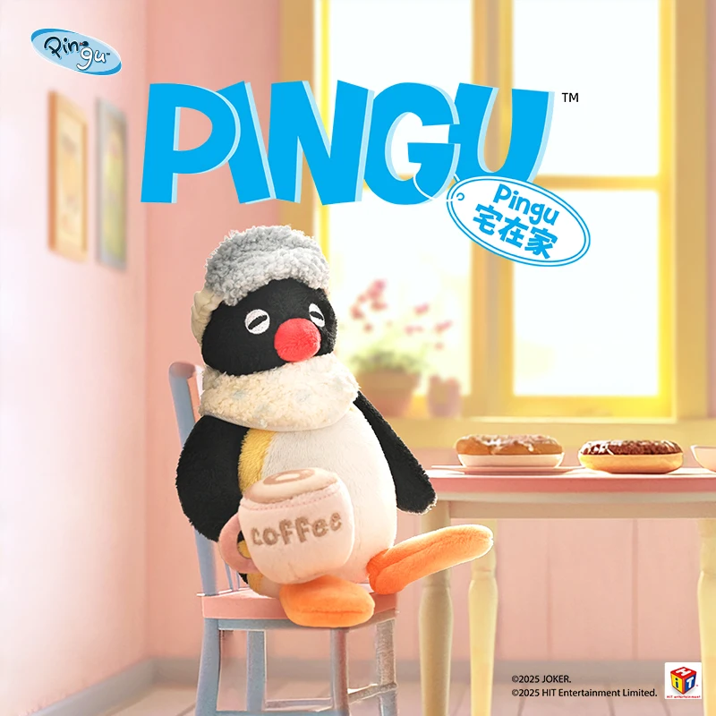 

Genuine Pingu Plush Toys Penguin Computer Awakening Coffee Pendant Little Doll Hanging Decorations Figure Model Festival Gift