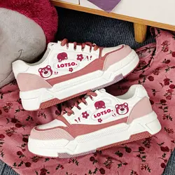 Disney Women's Casual Shoes LOTSO Small White Board Cartoon non-slip PU Leather Shoes Sneakers Size 35-40