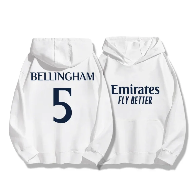 26 Men/Kids Football Autumn/Winter Hoodie Madrid No.5/10 Training Sports Running Hoodie Women's Street Loose Casual Trendy Coat