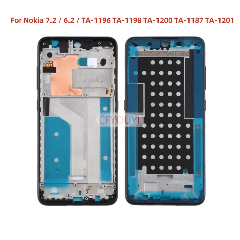 Передняя часть корпуса ЖК-дисплея, средняя пластина, рамка, запасная часть для Nokia 7,2/6,2/TA-1196 TA-1198 TA-1200 TA-1187 TA-1201 (черный)