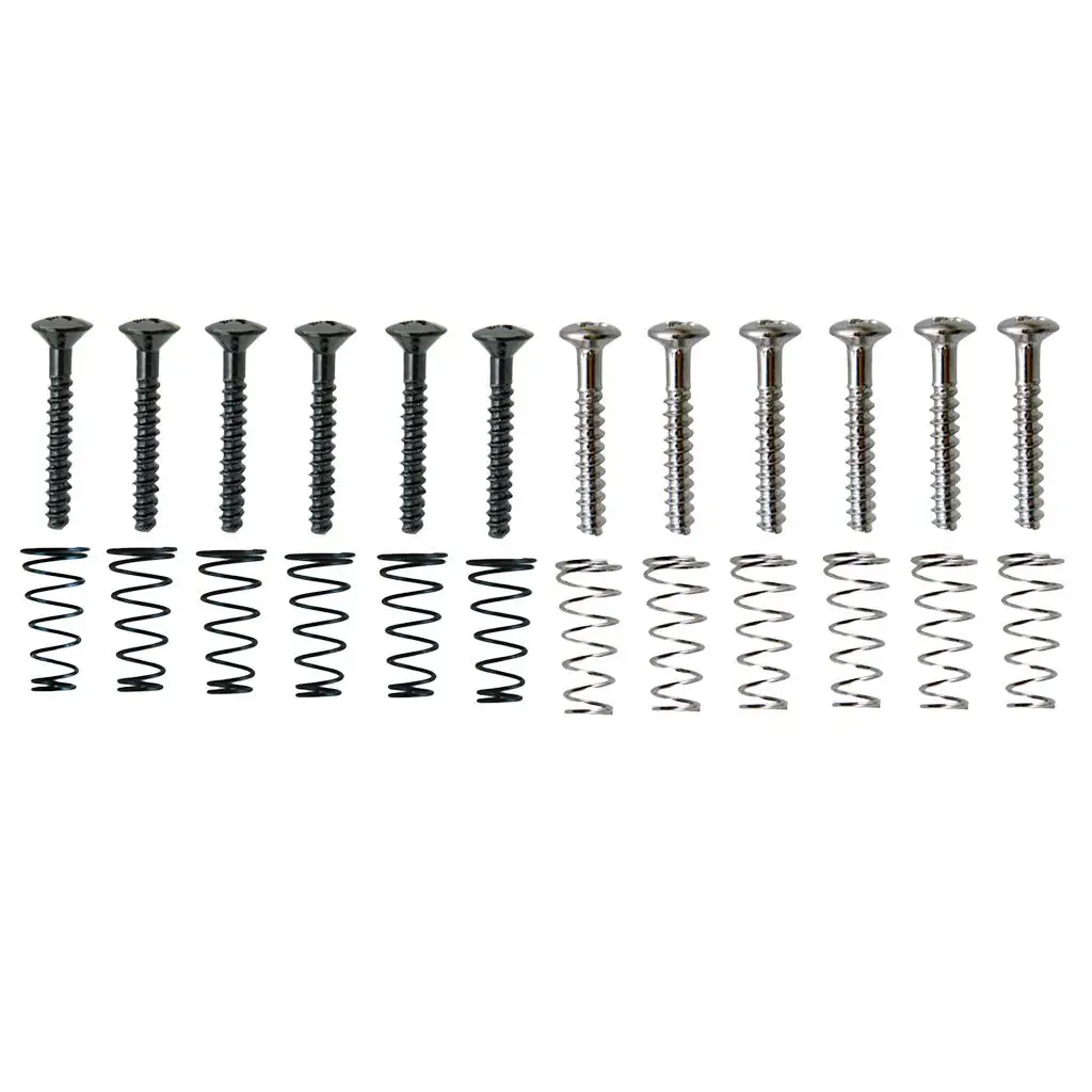 Tooyful 6 Pieces Iron SSS Single Coil Pickup Adjusting Height Screws with Springs Set for Electric Guitar Replacement Parts