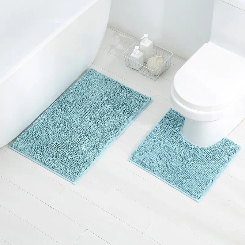 Kaiximi-Falei Velvet Bathroom Floor Mat, 3-Piece Set, Stone Embossed Toilet Carpet, Non Slip Mat