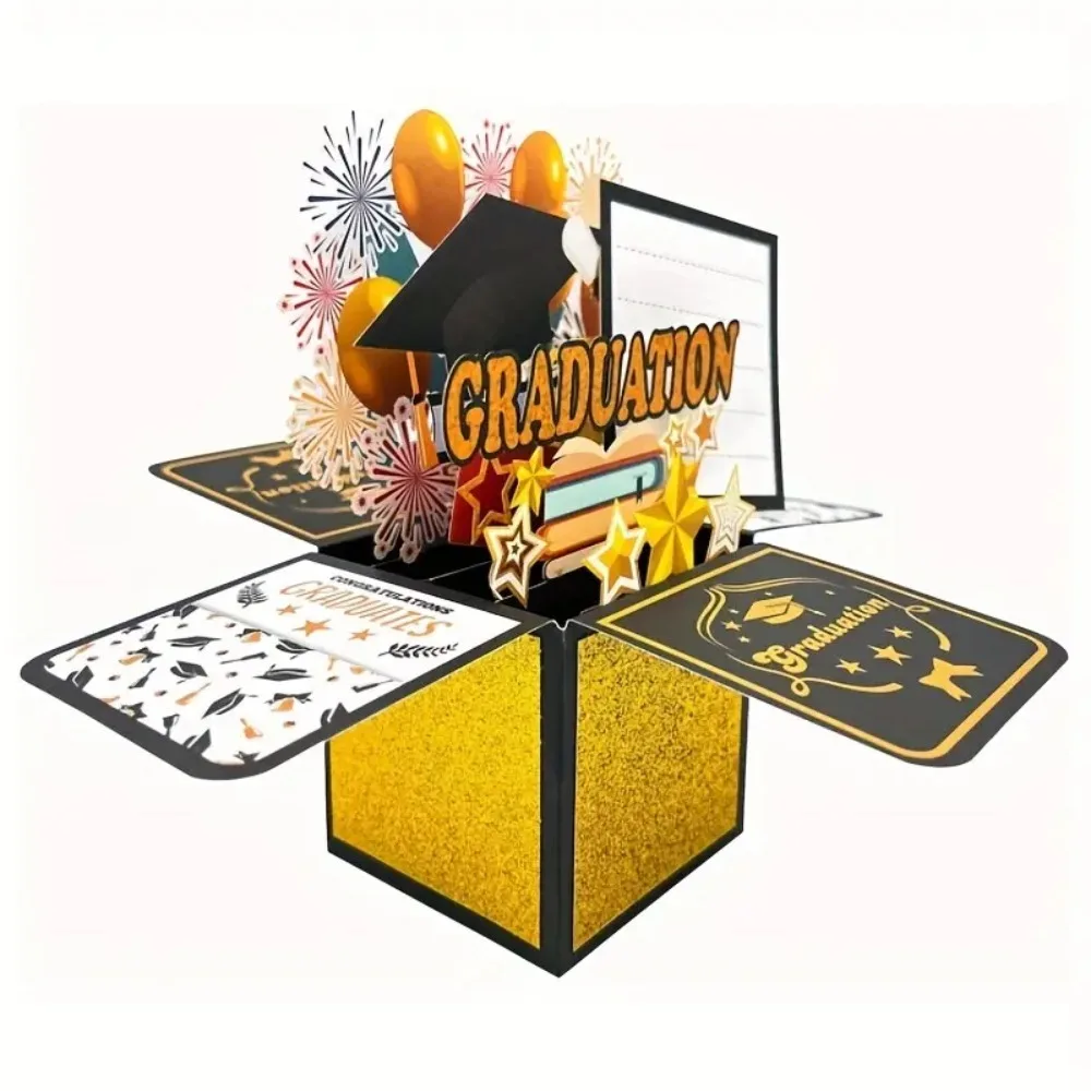 Graduation Pop Up Card Envelope Congrats Grad Card 3D Card For High School College University Graduates Season Party Decoration