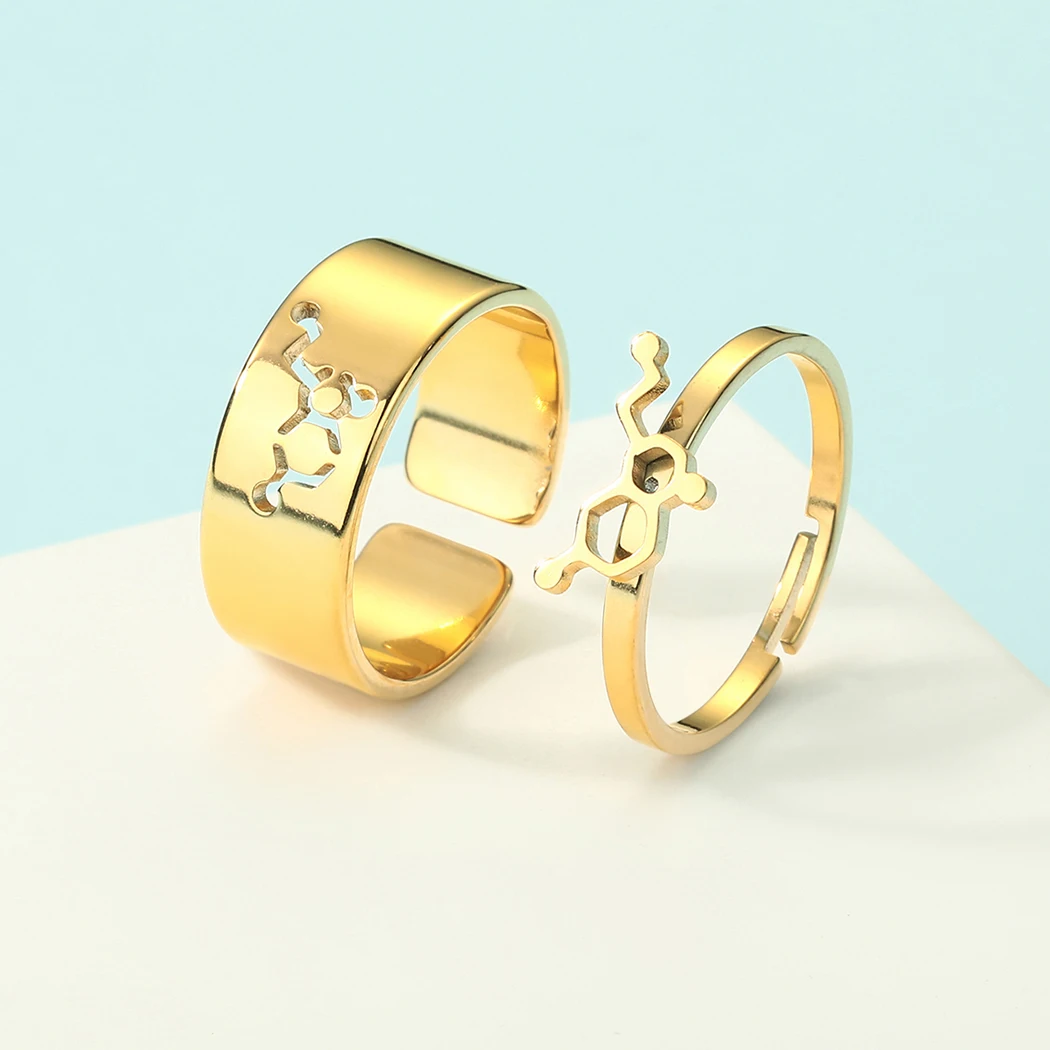 Kinitial Stainless Steel Serotonin Molecule Matching Promise Ring For Couples Gifts that Will Melt Her Heart