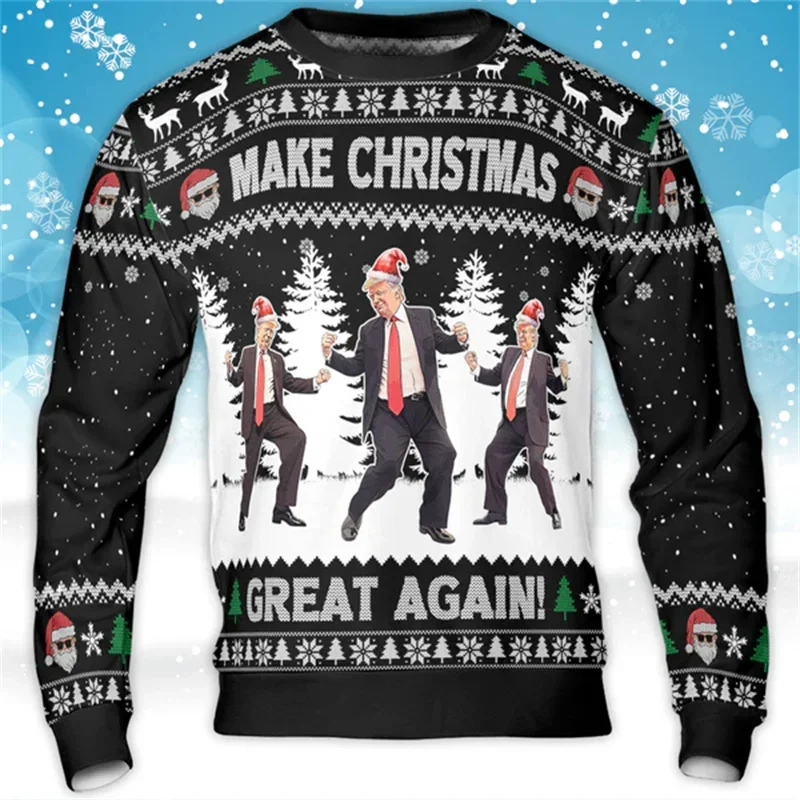 

Make Christmas Great Again Trump Sweatshirt For Men Funny Trump Dancing Ugly Christmas Sweater 3d All-Over-Printed Sweatshirts