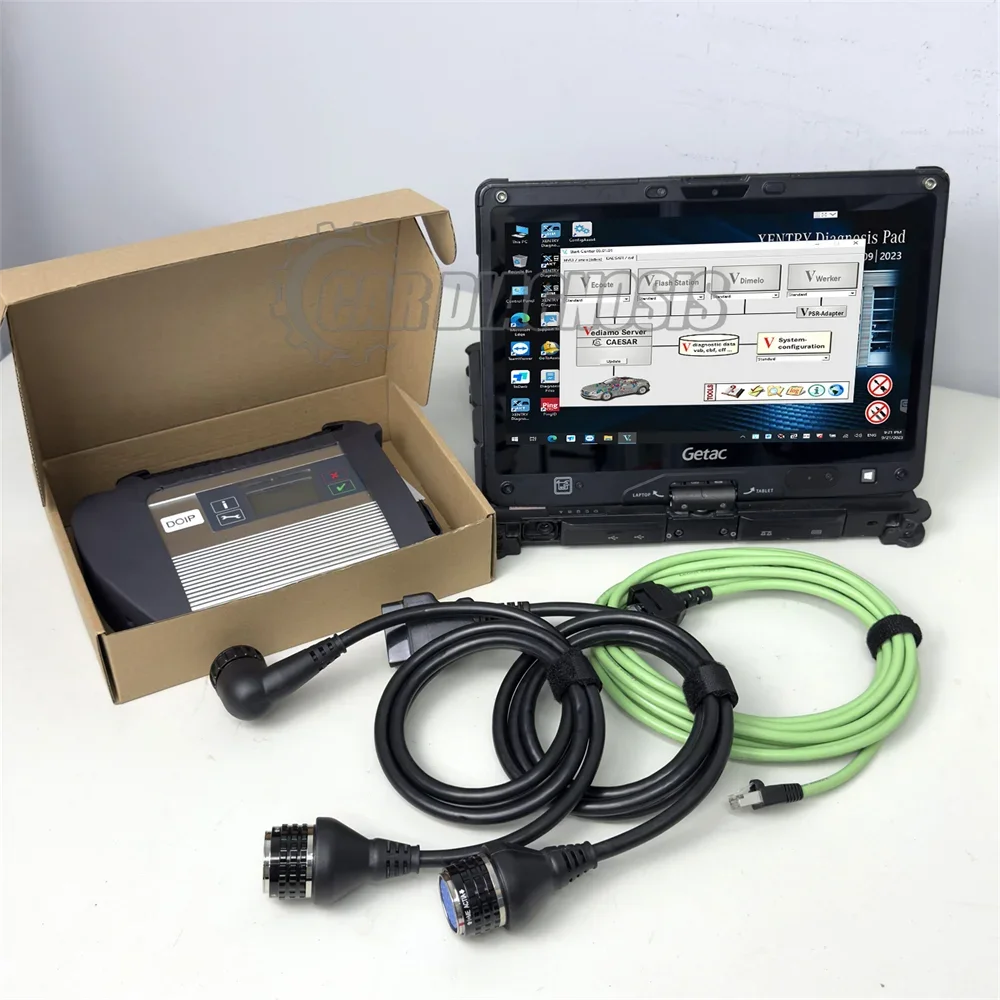 Laptop Getac V110 con MB STAR C4, Xentry Das Wis SD Connect Compact C4, Multiplexor de Chip Completo para Diagnóstico de Autos y Camiones Benz