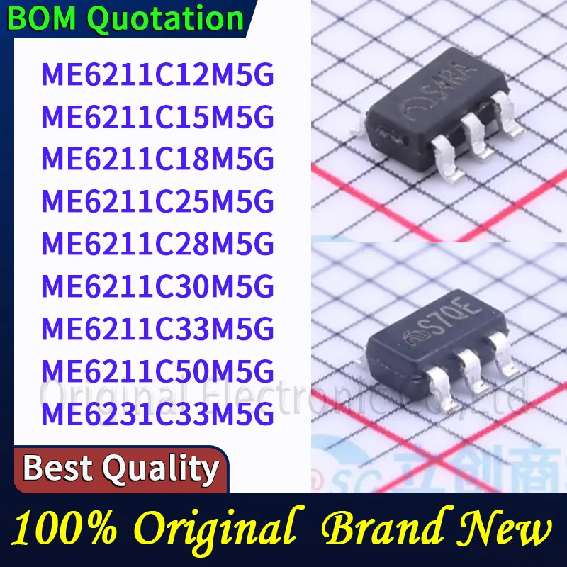 20pcs/lot ME6211C12M5G ME6211C15M5G ME6211C18M5G ME6211C25M5G ME6211C28M5G ME6211C30M5G ME6211C33M5G ME6211C50M5G ME6231C33M5G