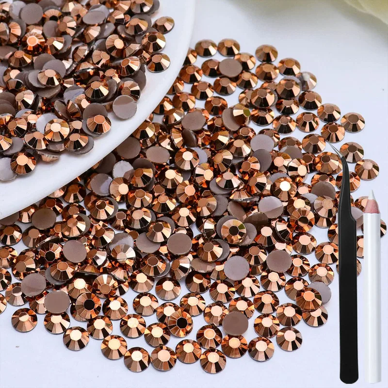 5000/10000PCS Copper Brown Coffee Flatback Resin Jelly Rhinestones 2-6mm Faux Gems Bead for Crafts DIY Nail Art Charms Supplies