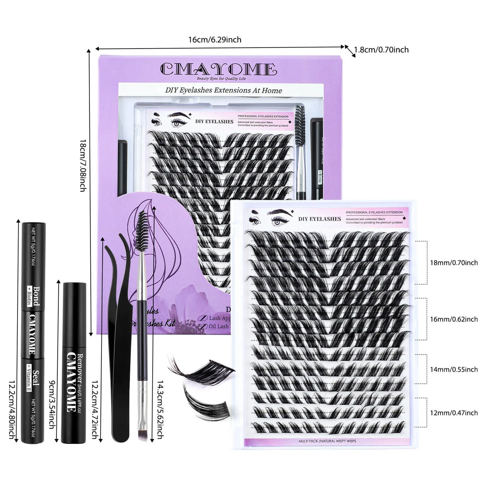 168 Stuks Clusters Lash Set Bond En Seal Lash Lijm Verwijderaar Pincet Wimper Extensions Valse Wimpers Professionele Make-Ups