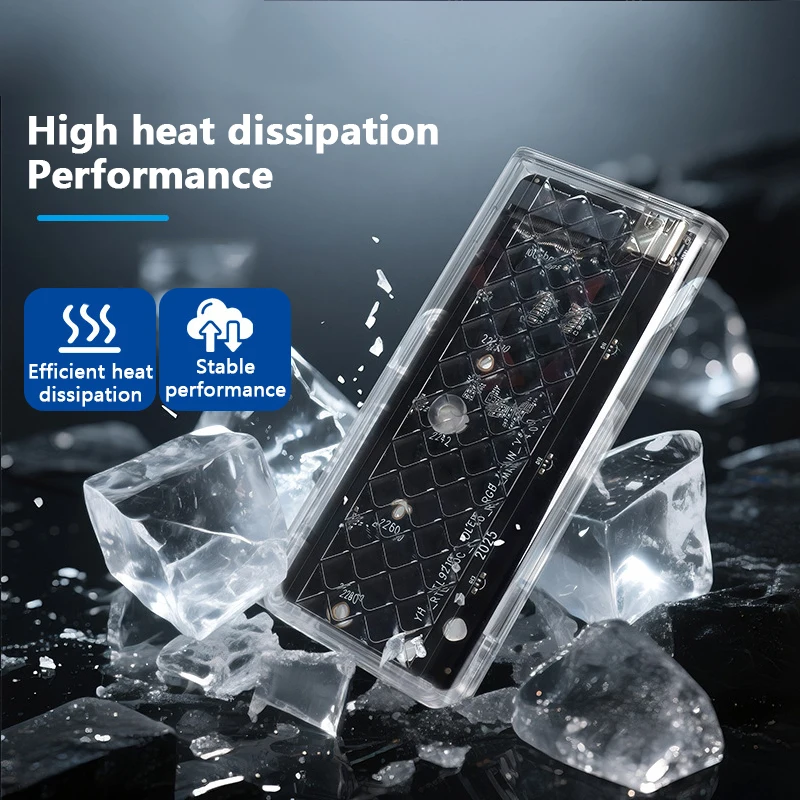 M.2 NVME/NGFF Dual Protocol SSD Enclosure Transparent Hard Drive Case USB3.2 Type C RGB Light 10Gbps Enclosure SATA SSD Adapter