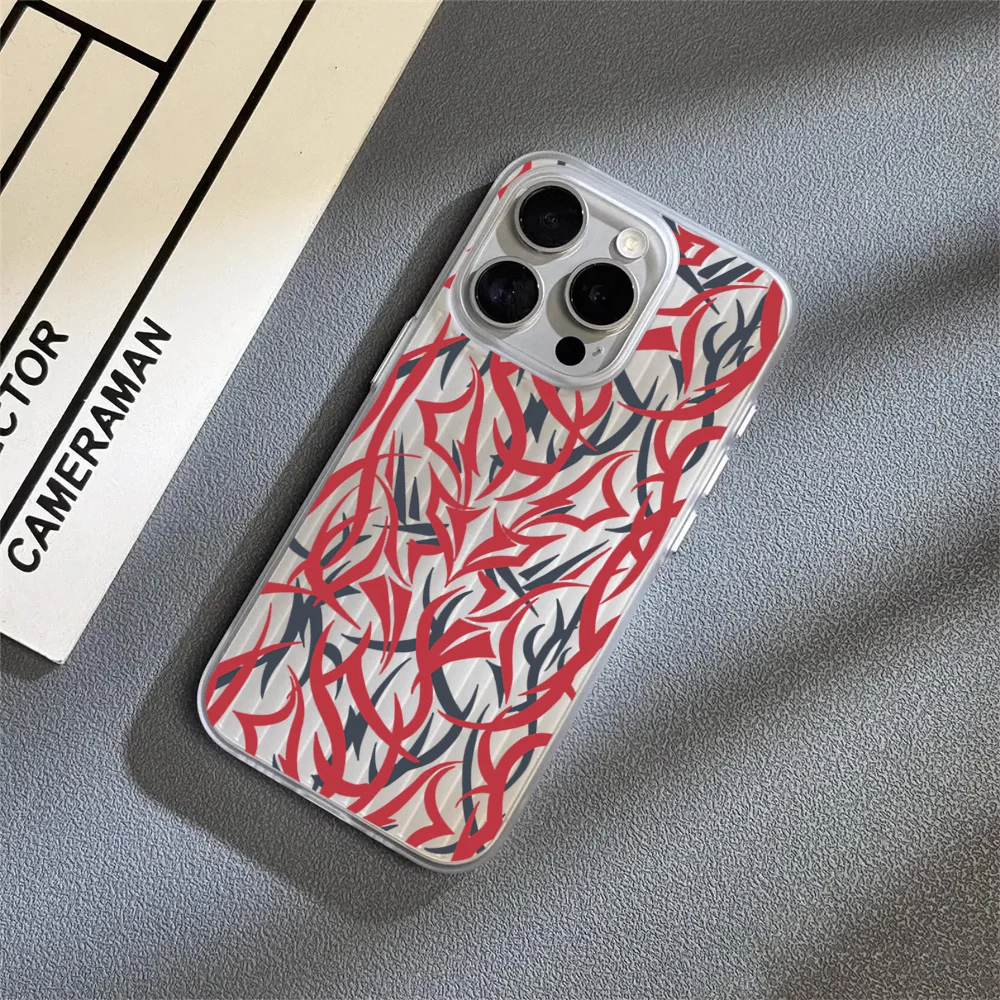 CLOT Alienegra Thorns Design Phone Case for iPhone 12 11 13 14 15 Max Pro Plus Corrugated Transparent Bumper Cover