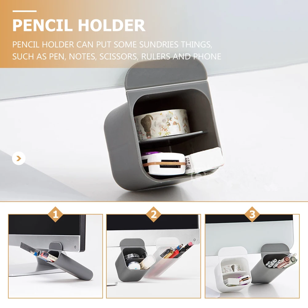 

2Pcs Household Pen Organizers Plastic Self-Adhesive Pencil Holders Multi-Function Desktop Storage for Office and Home