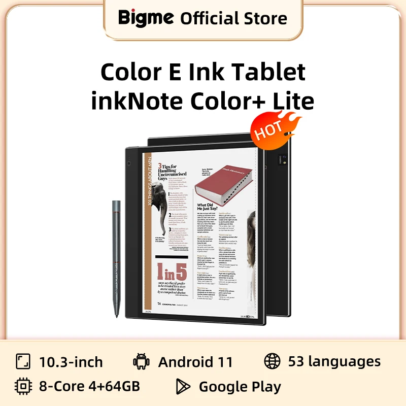 BIGME inkNote Color+ Lite 10.3-inch e Ink E-book Reader electronic e-ink ebook paper tablet eink book eReader