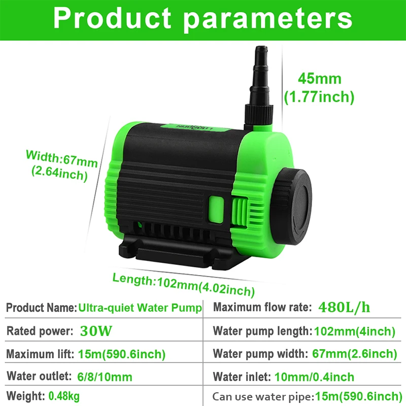 Imagem -03 - Bomba Submersível Ultra-silenciosa Mini Brushless Motor Bomba de Água para Filtro Fish Pond Aquário Tanque Fonte dc 12v 30w