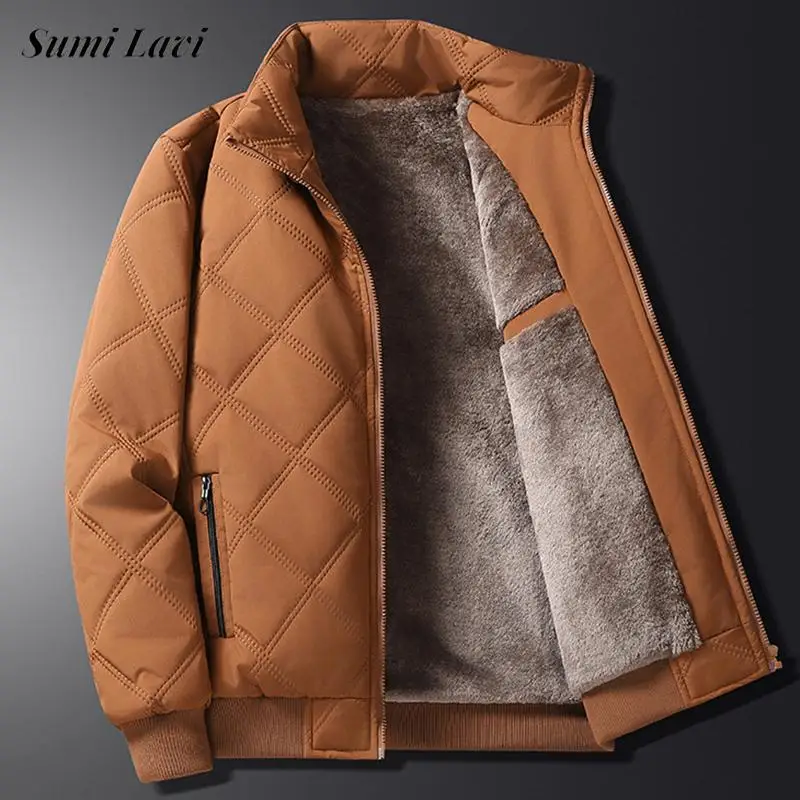 

Модные клетчатые текстурированные флисовые куртки с подкладкой для мужчин, осенне-зимние уличные теплые пальто на молнии, мужская уличная винтажная куртка