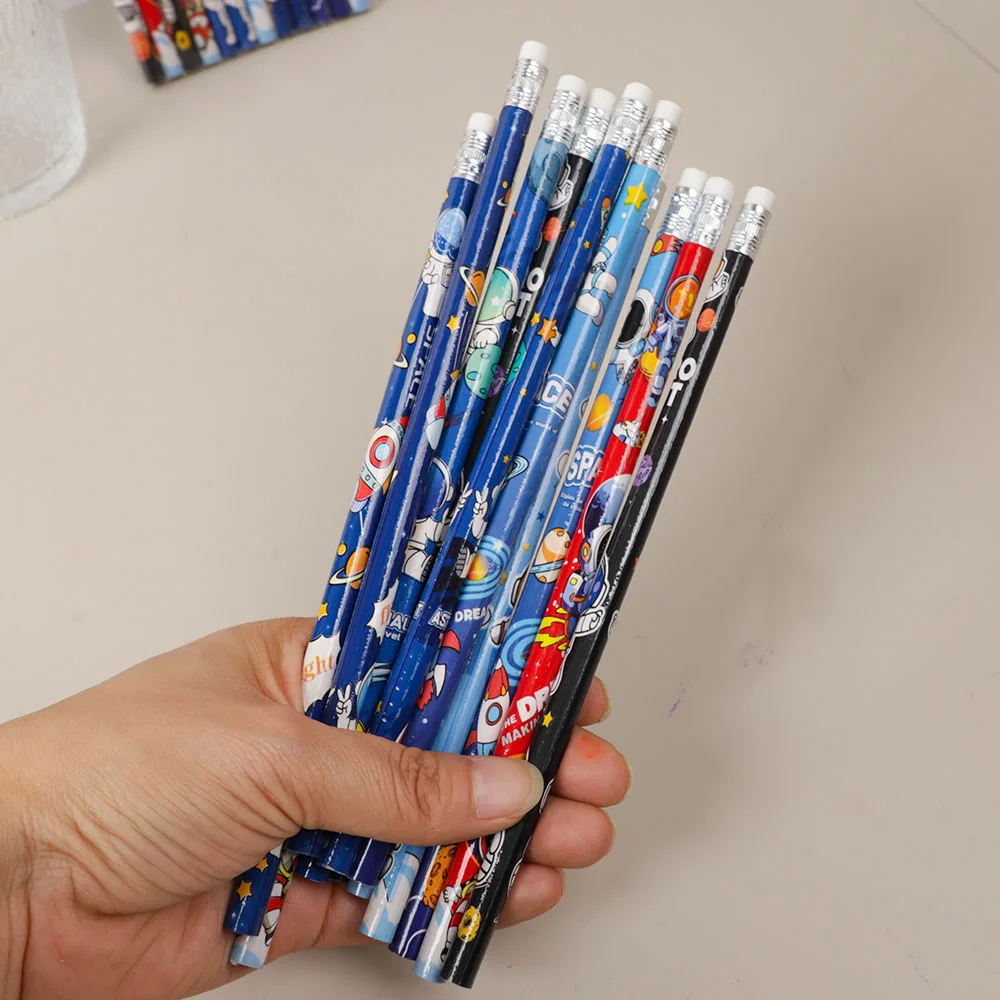 24Pcs Cute Outer Space Astronaut Theme HB Writing Painting Pencils for Kids Birthday Party Favors Stationery Gift Pinata Fillers