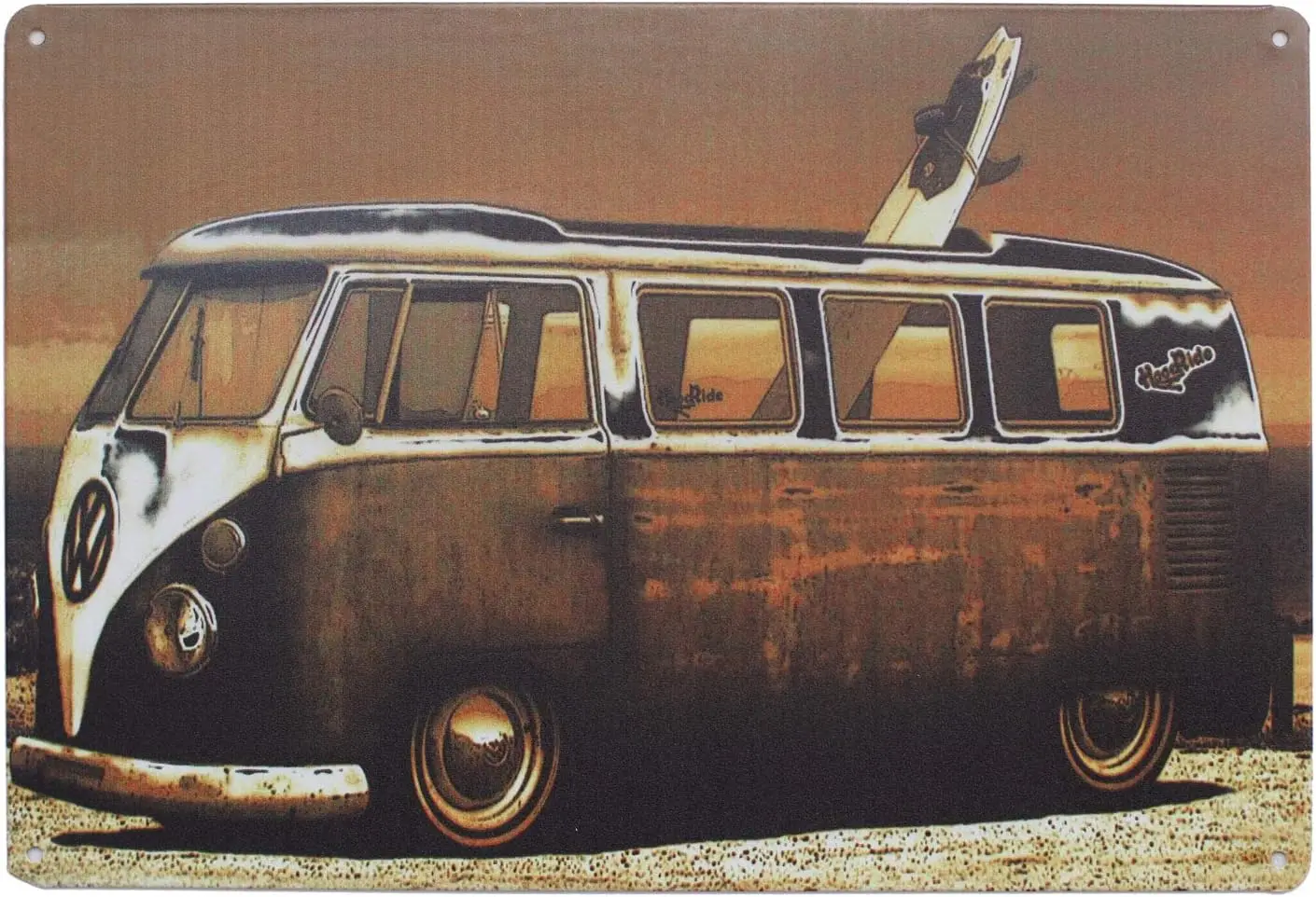 SUMIK Vintage Bus Kombi Van, Rustic Metal Tin Sign, Tin Poster, Retro Plaque Garage Wall Decor