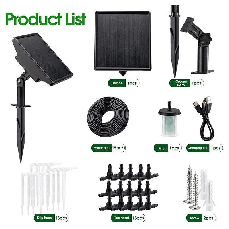 Solar Automatic Flower Waterer 15 Meters Photovoltaic Charging Gardening Intelligent Hydroponic Irrigation System