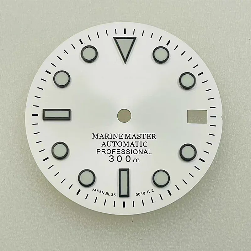 

NH35 Dial 28.5mm Green Luminous Diver's Watch NH36/4R35/4R36 Literal Watch Accessories with logo