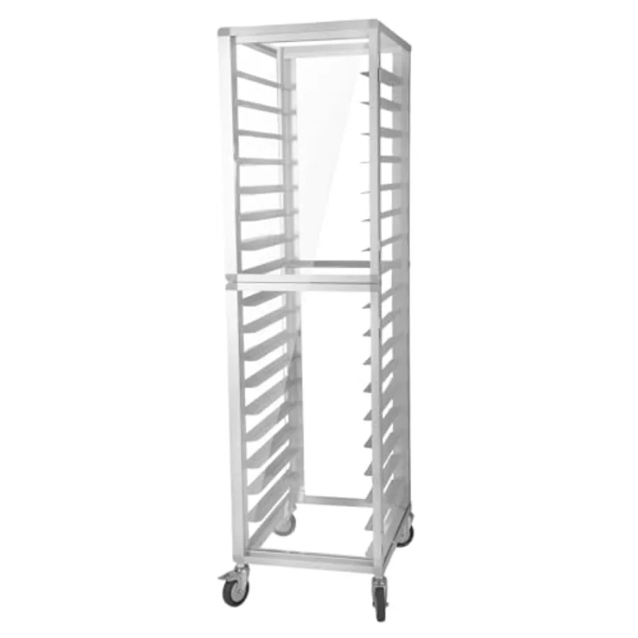 

Commercial bakery rack for bun pans: 18-tier aluminum trolley with wheels, silver, NSF-listed, 18.5x24.6x70in, durable kitchen