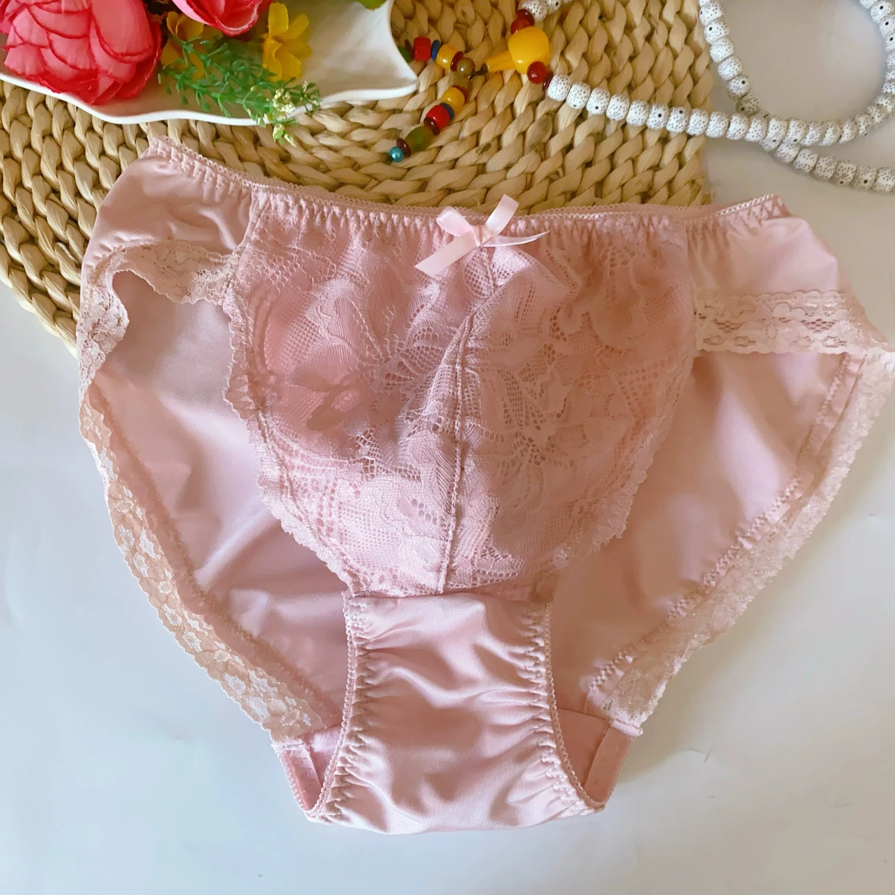 Man's Lace Briefs Harajuku BF Panty Pink Bowtie Thai