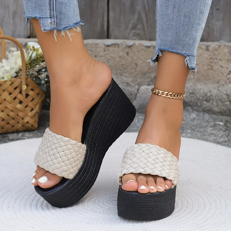 Wedges Slippers for Women Platform Sandals Woman Summer Chunky Platform Wedge Heels Sandals Woman Light Thick Sole Beach Shoes