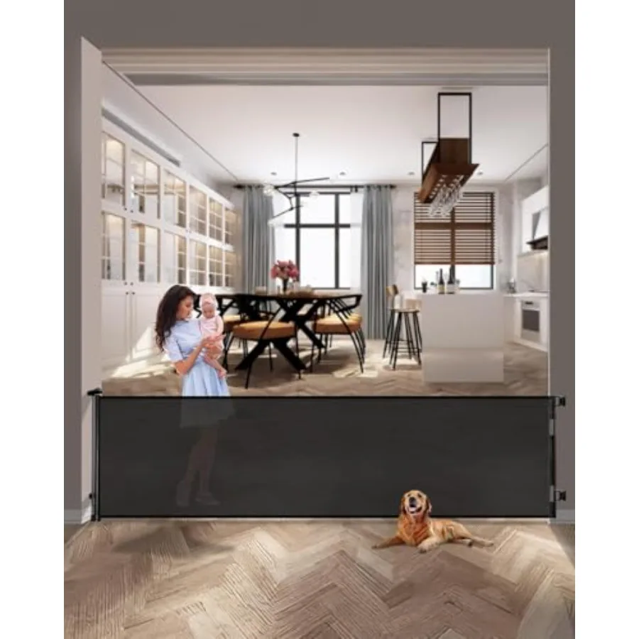 

AOURMKOOP 118ch Сверхширокие раздвижные ворота-ограждение для детей и домашних животных, сетчатые, очень длинные, для безопасного использования