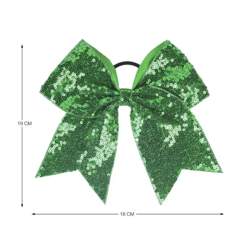 Big Bowknot Girl Hairband Girls Ribbon Cheerleading Hair Bows with Sequin Beads Kids Ponytail Holder Women Elastic Hair Tie image 6