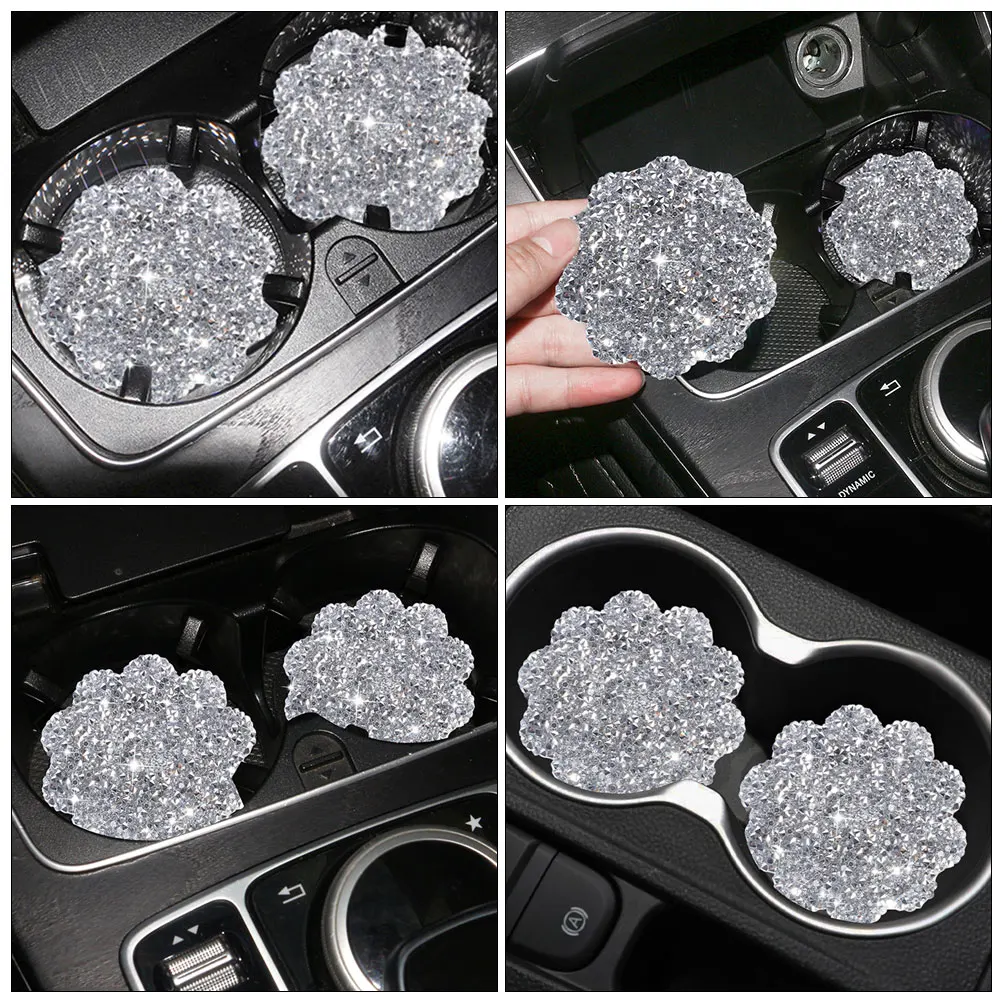 

Cup Holder Insert Anti-Slip Rhinestone Coaster Bling Car Accessories For Women Decorative Cup Mat Car Interior Accessories