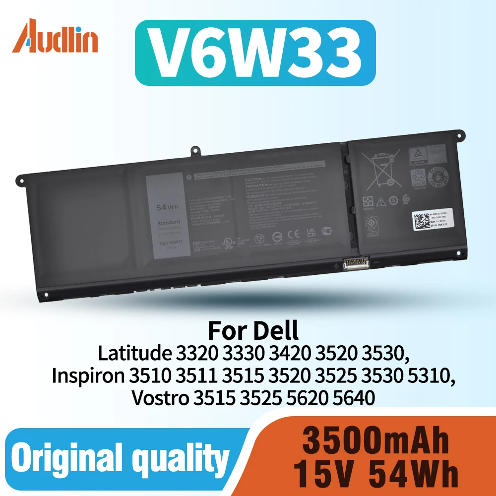 Batería V6W33 de 54 Wh para Dell Inspiron 15 3510 3511 3515 3520 5418 5420 5425 5430 Latitude 3320 3420 3520 Vostro 3515 3525 5620