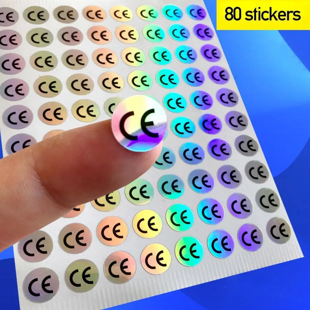 80 Stickers Hologram Sticker CE Certificated Label Sticker Diameter 10*10mm Cool Gradient Colors Waterproof For Electronic